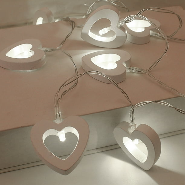 20 LED Heart String Fairy Lights Metal Battery Operated Xmas Decor Warm White CA 